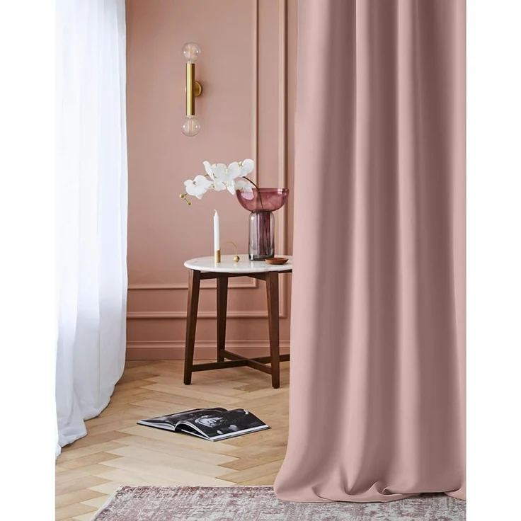 ROOM99 Vorhang mit Kräuselband Laurel 140x250 cm Breite x Höhe Verdunkelung Blickdicht Schiebegardinen Curtain Wohnzimmer Schlafzimmer für Schienensystem Puderrosa, 1 Stück