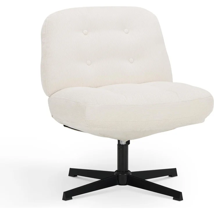 COLAMY Ergonomischer 360°Schwenkbarer Bürodrehstuhl für Zuhause - Bürostuhl mit extra Dicker Polsterung und haustierfreundlichem Cordstoff, Ideal für Sitzhaltungen wie Schneidersitz, Weiß