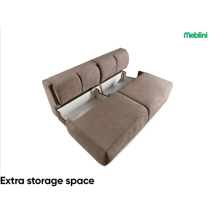 MEBLINI Sofa mit Schlaffunktion – TERIVA – 206x91x82cm – Braun Plüsch – Schlafcouch Ausziehbar - Schlafsofa mit Bettkasten - Sofabett - Couch mit Schlaffunktion – Klappsofa – Bild 5
