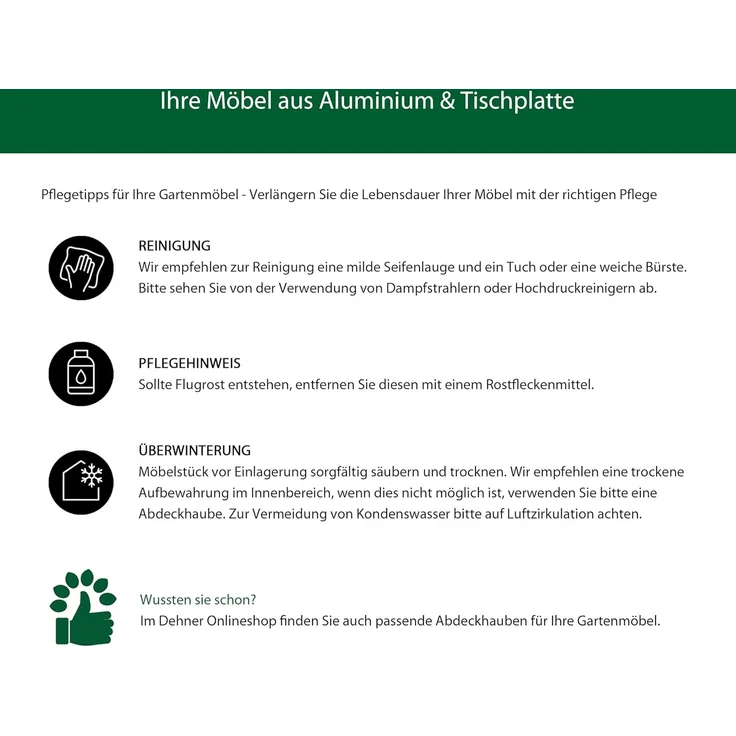 Dehner Gartentisch Chicago, 133.5 x 75 x 42 cm, Aluminium / Stein, schmaler Balkontisch mit bis zu 6 Sitzplätzen – Bild 7