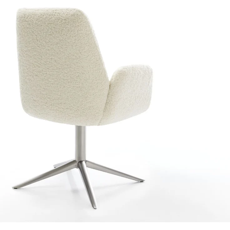 Drehstuhl Zoa-Flex Teddystoff Beige Fußkreuz Edelstahl 360° drehbar Wippfunktion Taschenfederkern – Bild 4