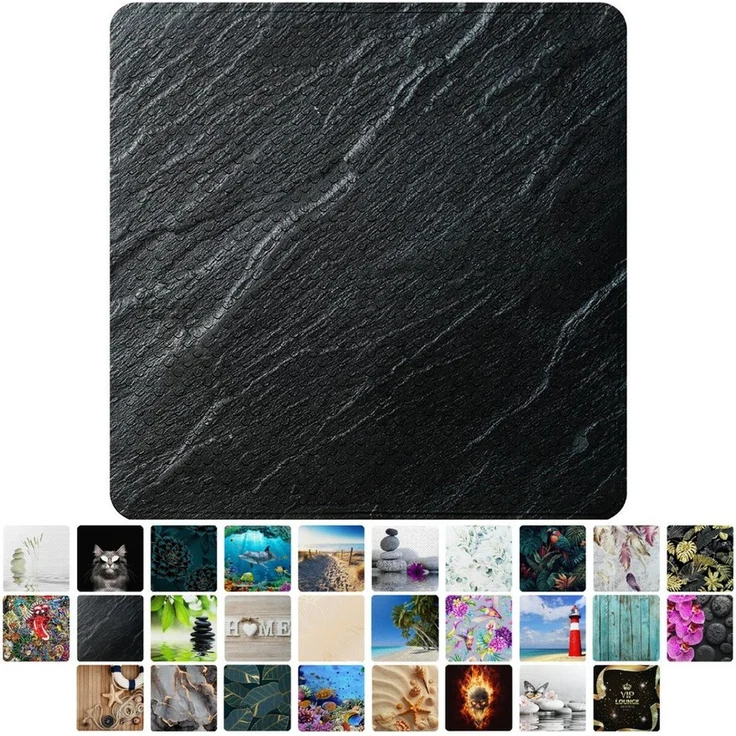 Sanilo Duschmatte, mit Motiv, rutschfest, waschbar, quadratisch, 230 extra starke Saugnäpfe, Kunststoff PVC, 53 x 53 cm, Granit – Bild 1