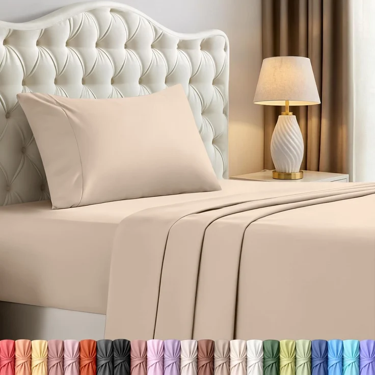 Utopia Bedding Bettwäsche-Set für Twin-Bett, 3-teilig, gebürstete Mikrofaser, schrumpft und lichtbeständig, pflegeleicht (Twin-Size-Bett, Beige)