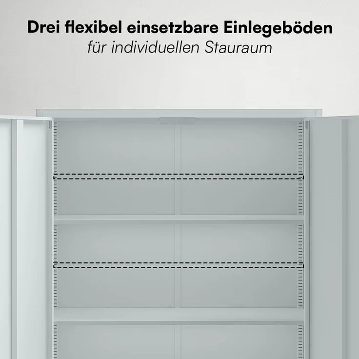 STEELSØN 'Regulus' Aktenschrank, Metall, hellgrau, 140x90x40cm, abschließbar, Metallschrank mit 4 Fächern, geeignet als Werkzeugschrank – Bild 8
