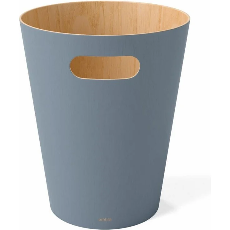 Umbra Abfalleimer – Zweifarbiger Holz Papierkorb für Büro, Badezimmer, Wohnzimmer und Mehr, Wood, Schieferblau, 7.5L – Bild 2