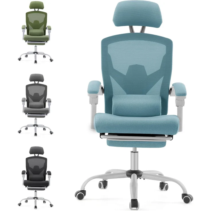 DUMOS Bürostuhl Ergonomisch - EIN Schreibtischstuhl mit Komfortarmlehnen, Ausgestattet mit Einer Bequemen Lendenwirbelstütze und Fußstütze, Office Chair Geeignet für Zuhause