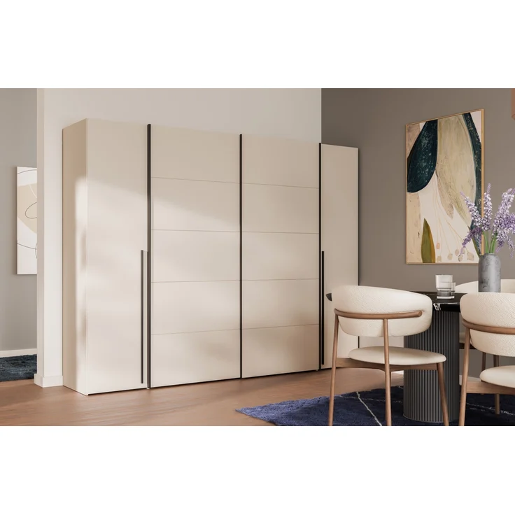 Dreh-/Schwebetürenschrank >NARAGO< 2 Innenschübe, sandfarbig - 270,3x210,5x61,2cm (BxHxT) – Bild 2