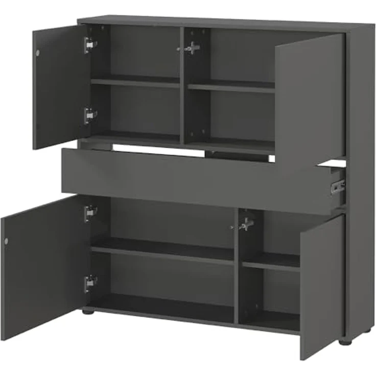 Lomadox Schuhschrank ALLOA-01 in graphit, 150 cm breit, geringe Tiefe (25cm), stehend oder hängend – Bild 2