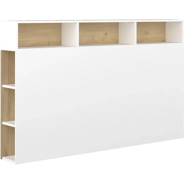 Vente-unique - NASTIA Bettkopfteil und Bettbrücke Holz, Platte Weiß - B 23 cm x H 100 cm x L 162 cm – Bild 3