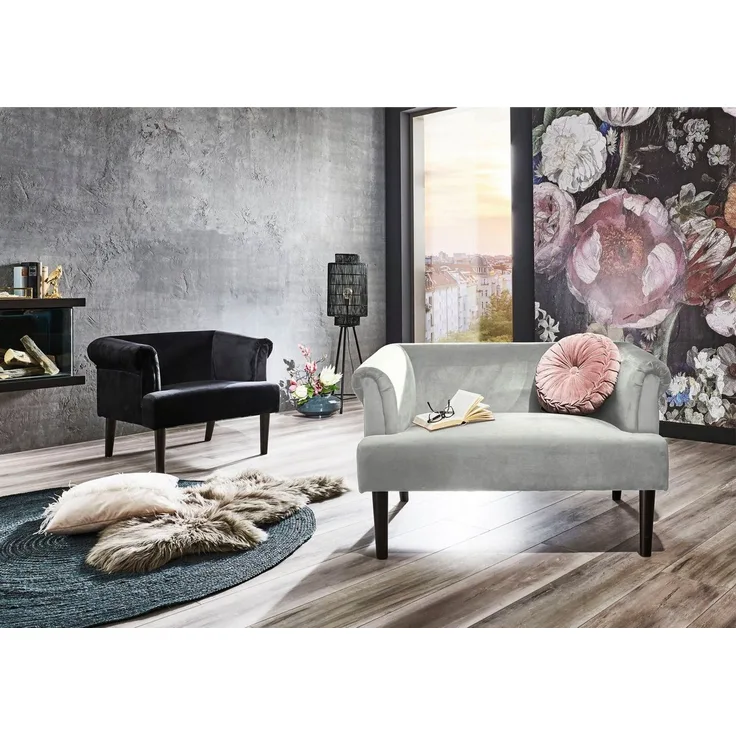 Atlantic Home Collection Charlie Loveseats, Massivholz, (2) Grau, 118/85/88 cm