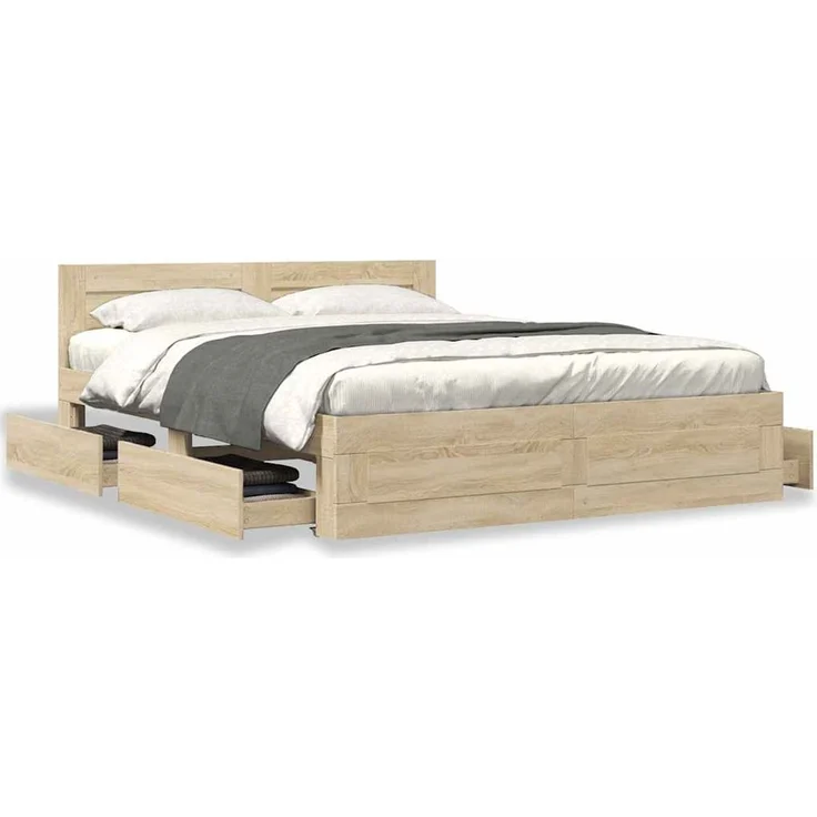 vidaXL Bettrahmen 2 stk. Sonoma 153 x 203 cm Holzwerkstoff 3402855 – Bild 4
