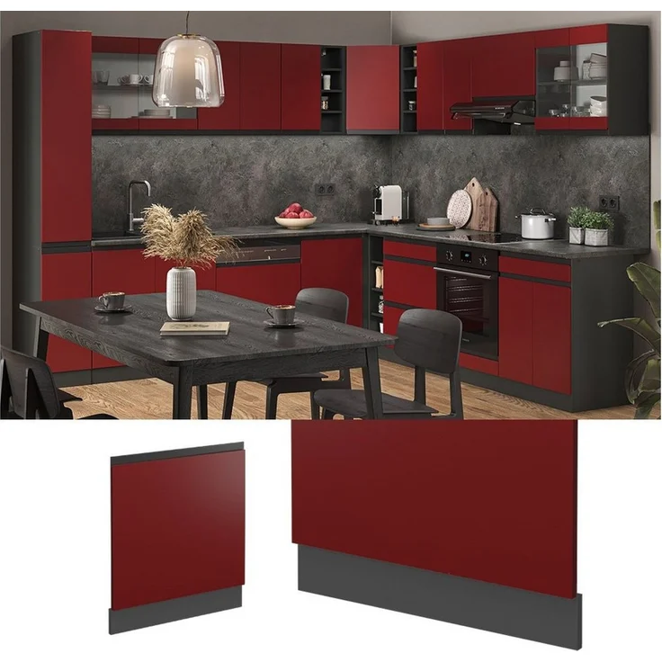 Frontblende R-Line Rot 59.6 cm J-Shape, ohne Arbeitsplatte Vicco – Bild 2