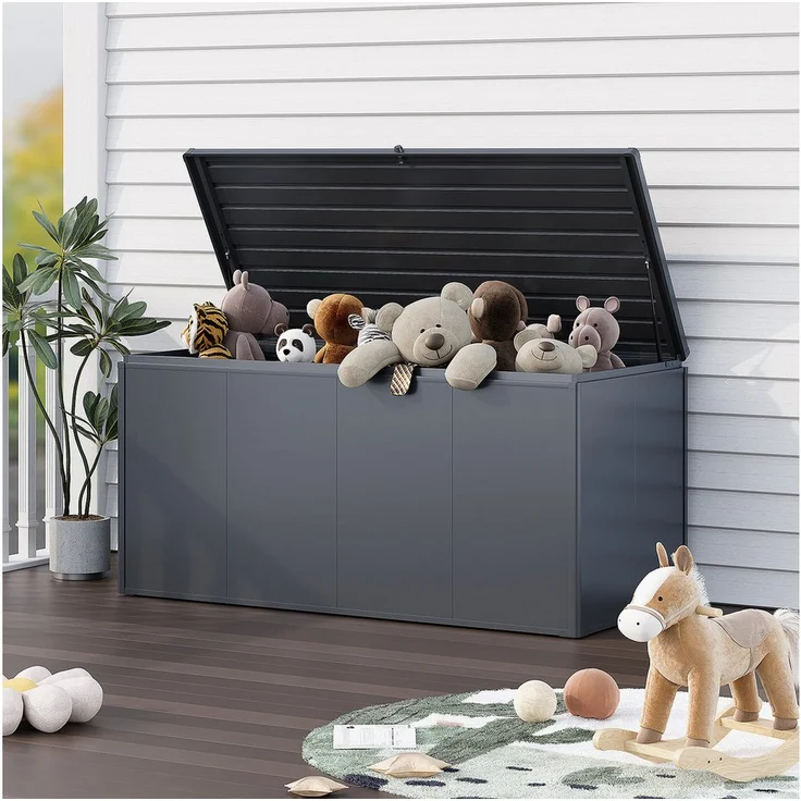 Weide Noble Gartenbox, wetterfeste Aufbewahrungsbox mit 2000 L Stauraum, verzinkter Stahl, Anthrazit