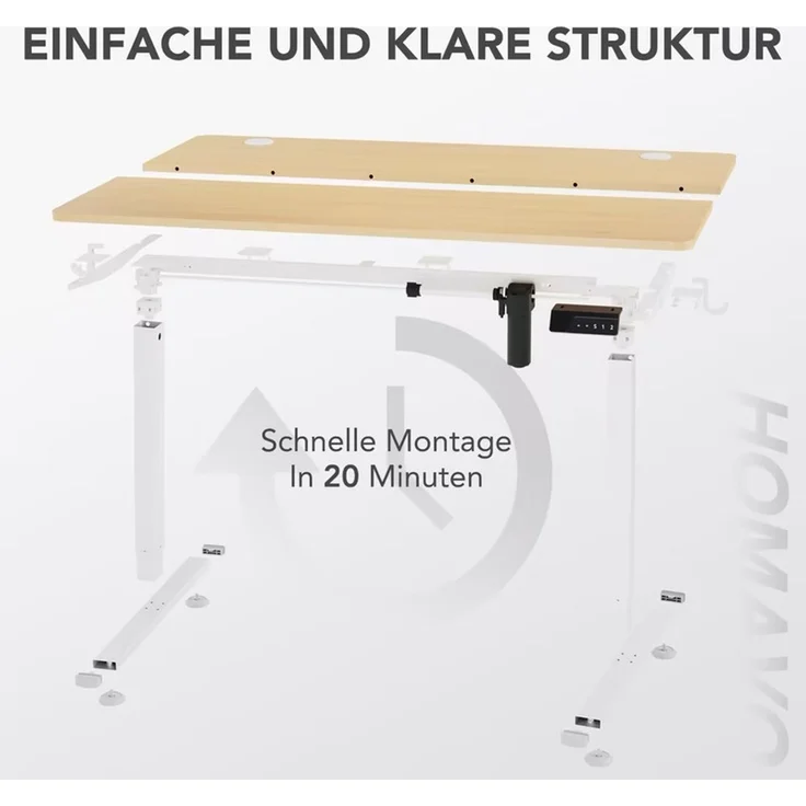 HOMAVO höhenverstellbarer Schreibtisch 60×110 cm, mit Memory- und Anti-Kollisionsfunktion, Höhe 70–117 cm, Naturholzfarbe – Bild 4