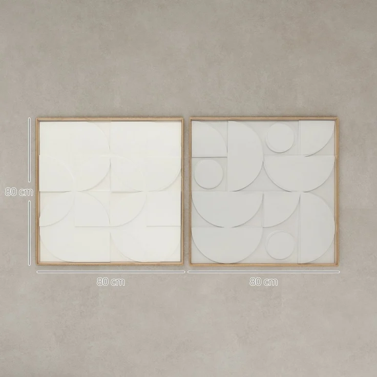 Wanddeko 3D 2er Set geometrisch Wanddekoration Modern Wand Deko für Wohnzimmer, Flur, 80 x 3,5 x 80 cm, Weiß--Weiß--80x3.5x80cm--YOUDENOVA – Bild 3