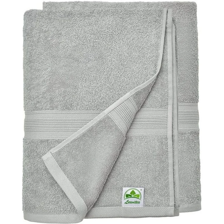 leevitex® Saunatuch Frottee XXL, (2-St), 80 x 200 cm, extra groß & saugfähig, Silber/Hellgrau – Bild 4