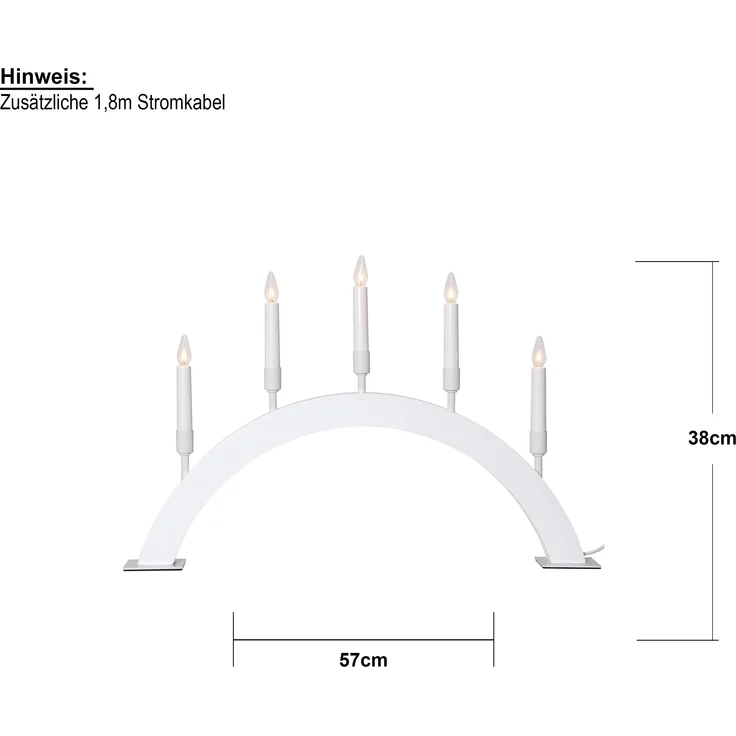 Lichterbogen ,Vind', 5-flammig, Materialmix, weiß – Bild 6