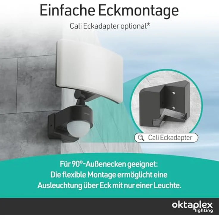 Oktaplex lighting LED Außen-Wandleuchte Oktaplex Cali Motion Außenstrahler 3000K 30W, Bewegungssensor & Diffusor, LED fest integriert, warmweißes Licht, Außenstrahler mit Bewegungsmelder anthrazit LED Außenleuchte – Bild 7