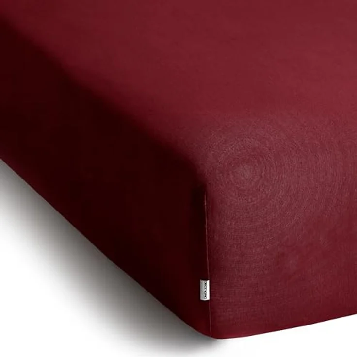 DecoKing Spannbettlaken 100x200 120x200 cm 100% gekämmte Baumwolle Bordeaux Spannbetttücher Jersey Boxspringbett Amber 100x200 120x200 – Bild 4