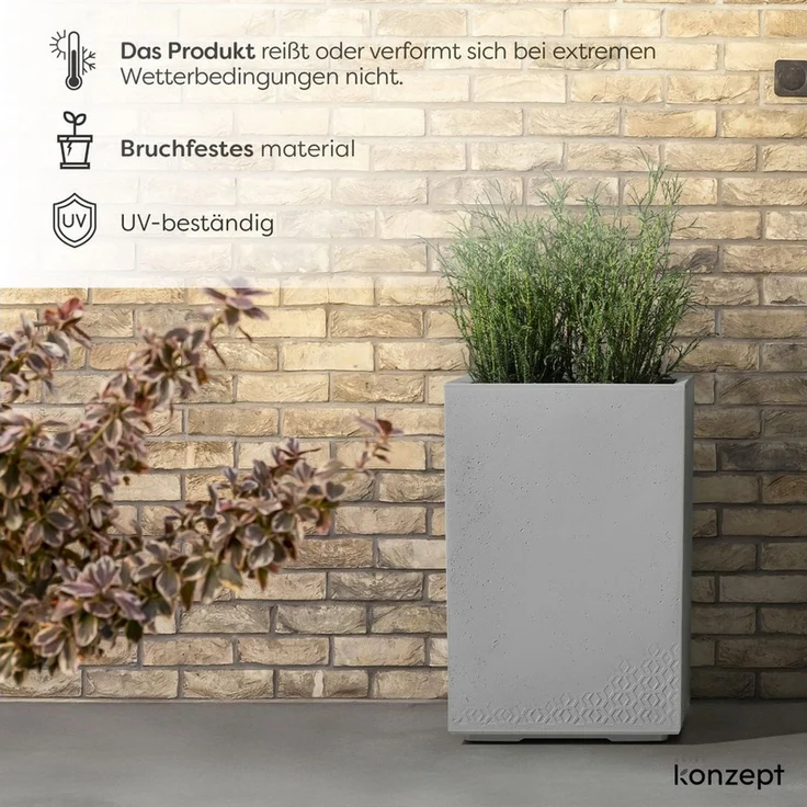 KONZEPT Pflanzkübel Großer auf Rollen, für außen, in Beton-Optik, mobil, recyceltem Material, ideal für Garten, Terrasse und Balkon – Bild 3