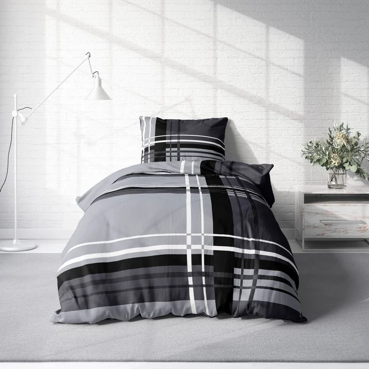 One Home Bettwäsche Motive, Mikrofaser, 2 teilig, Grafisch Gestreift Modern, Knitterfrei Weich für Sommer und Winter – Bild 2