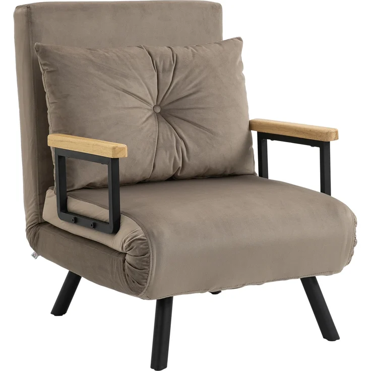 JARDJ Schlafsessel, Gästebett, verstellbare Rückenlehne, bis 120 kg, Stahllrahmen, 63x73x81cm, Hellbraun – Bild 2