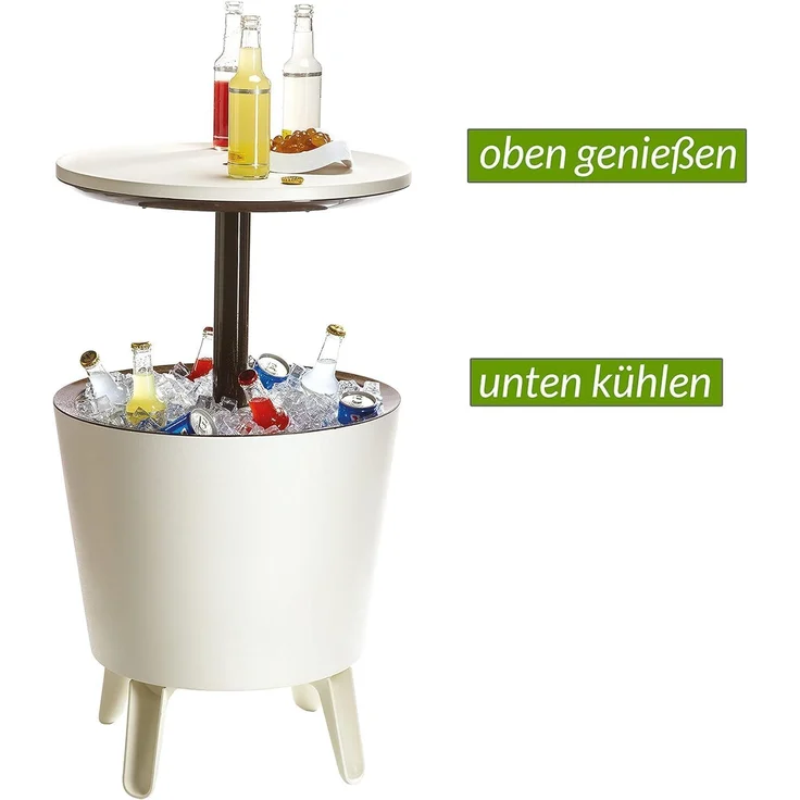 Keter 17186745 Café- und Loungetisch Cool Bar, Kunststoff, beige/braun, ausziehbar – Bild 10