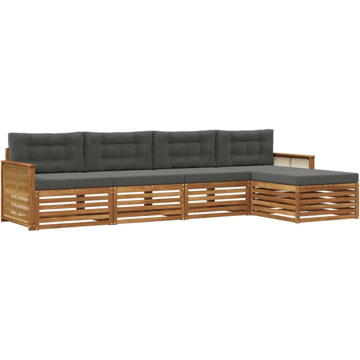 vidaXL Outdoor-Sofagarnitur 5 stk. 4-Sitzer Natur und Anthrazit 3383240 – Bild 2