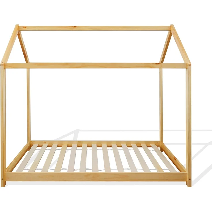 Rebecca Mobili Montessori Bett, Kinderbett, Hüttenform, Kiefer Natur, skandinavischer Stil, Lattenrost 80x160 cm - Art. RE6762 – Bild 1