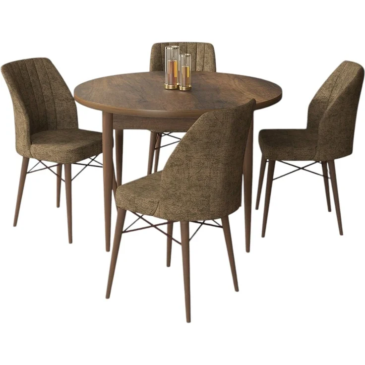 Skye Decor 'Rox - Baroque, Brown' Essgruppe (5-teilig), Barock / Braun, 90 x 75 x 90 cm – Bild 2