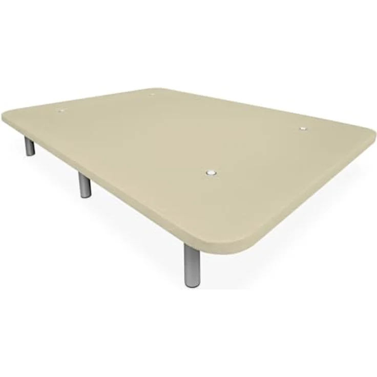 DUÉRMETE ONLINE - Extra Robustes 3D-Polsterbett mit großer Stabilität und 5 Querstangen + 6 Metallfüße mit Gewinde von 25 cm, 90x190, Beige – Bild 1