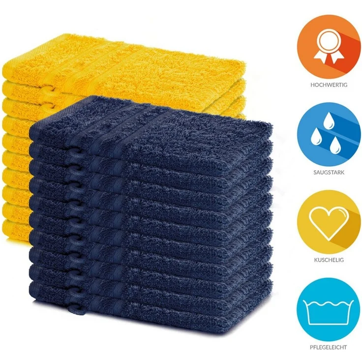 Lavea Waschhandschuh 20er Set Waschhandschuhe, 15 x 21 cm, Elena-Frottierserie, Waschlappen, (20-St), 500 g/m² Frottier, weich & saugstark, pflegeleicht