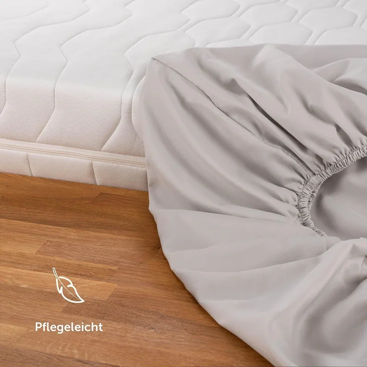Blumtal® Spannbettlaken 90x200 cm 2er Pack - Spannbettlaken Microfaser - Oekotext zertifizierte Bettlaken 90x200 cm 2er Set - Spannbetttuch 90x200 cm - Bettbezug 90x200 cm / Laken - Moonlight Grey-Grau – Bild 5