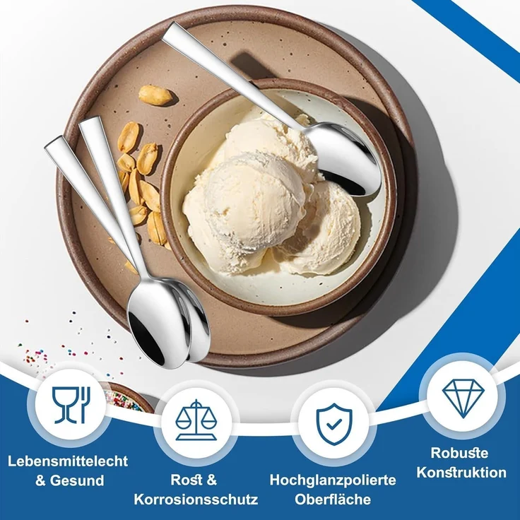 Homikit Kaffeelöffel Set 12 Stück Edelstahl Teelöffel Dessertlöffel 13,5cm – Bild 3
