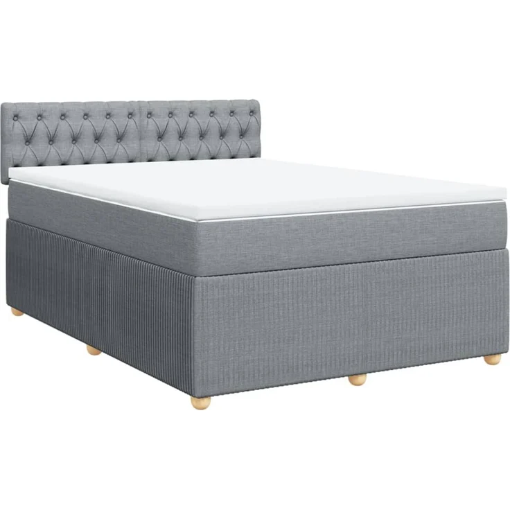 vidaXL Boxspringbett mit Matratze Hellgrau 140x200 cm Stoff 3289786 – Bild 3