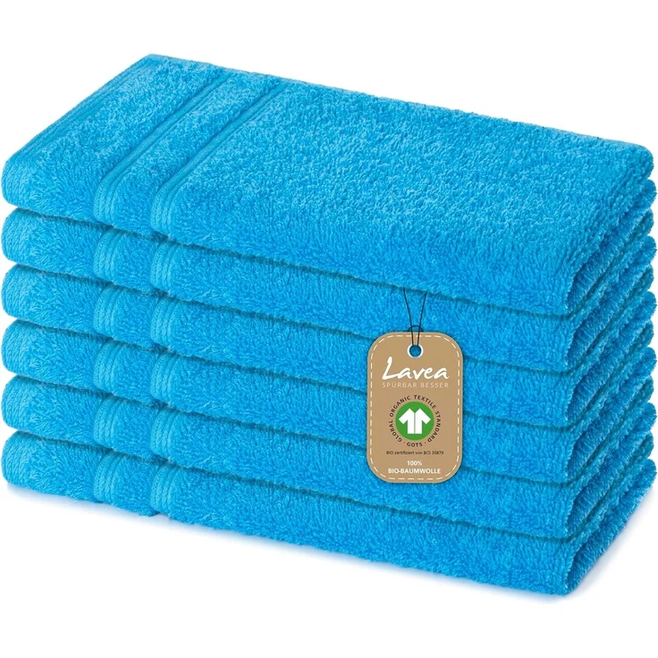 Lavea Gästehandtuch Bali, 30x50cm aus 100% Bio-Baumwolle, einzigartig weiche Gästetücher mit Aufhänger (Set, 6-St), hochwertiges und nachhaltiges Premium Gästetuch – saugstarke Faser – Bild 1