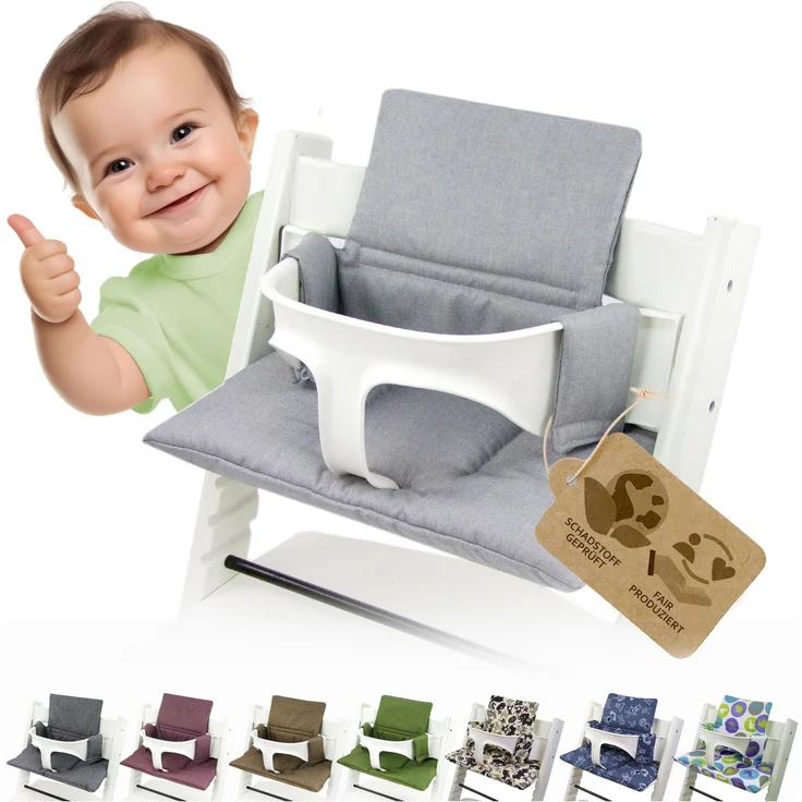 Ersatzbezug Sitzkissen kompatibel mit Stokke Tripp Trapp (org. hellgrau) | Bezug Kissen-Set Sitzverkleinerer, Mod. 2