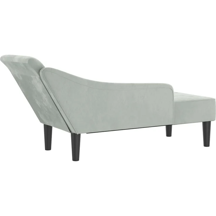 vidaXL Chaiselongue mit Kissen Hellgrau Samt – Bild 4
