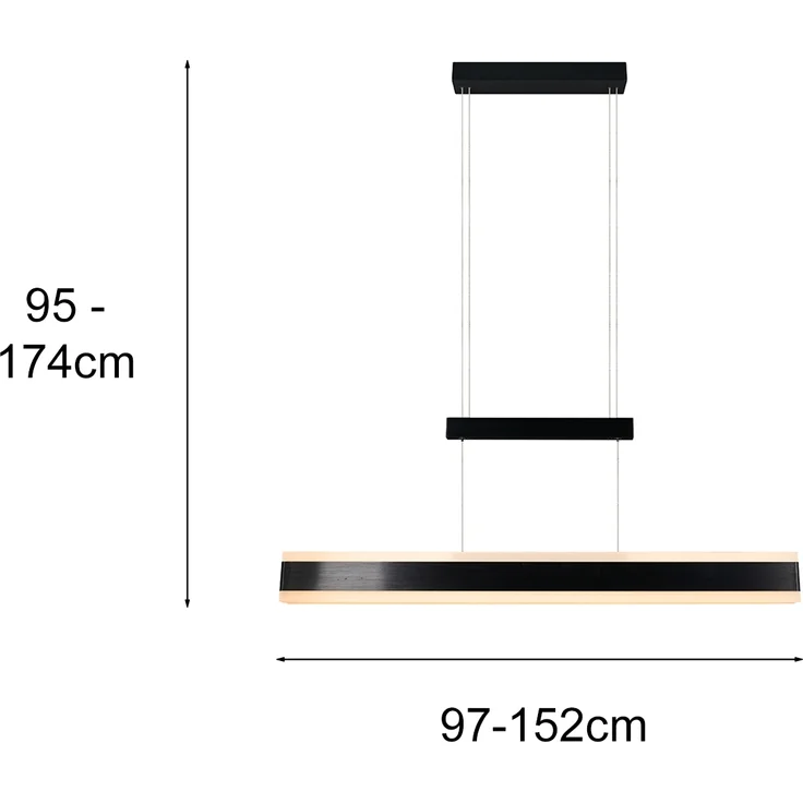 LED Pendelleuchte ARCOLA ausziehbar höhenverstellbar Schwarz, max. Breite 152cm – Bild 4