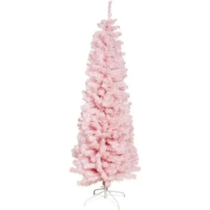 Weihnachtsbaum künstlich schmal PVC BLING Klasse C 180X68 cm u/LED rosa NORDIC WINTER (780-182)