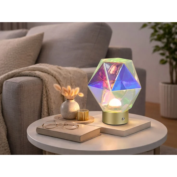 Kleine ausgefallene Akku Tischleuchte Glas bunt, USB aufladbar, Höhe 17,5cm – Bild 7