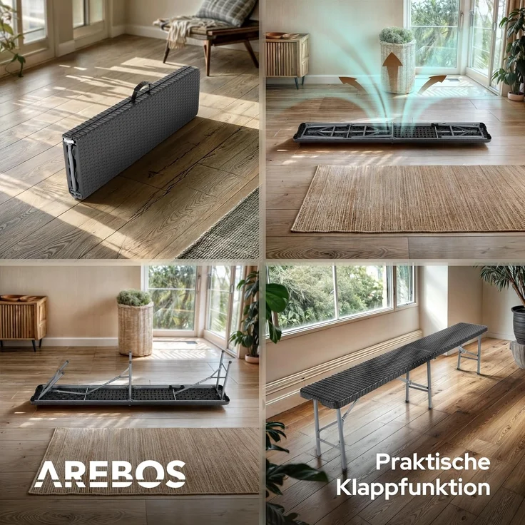 Arebos Bierzeltgarnitur 2x Bierbank Faltbank Klappbar I Tragegriff, 183 x 28 x 43 cm, Tragkraft max. 150 kg (je Bank) – Bild 6