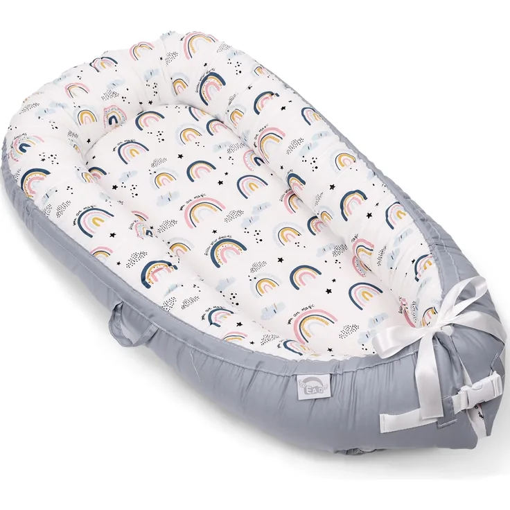 EAQ Babynest Nestchen Baby Weiches Atmungsaktives Baby Bett Perfekt für Neugeborene Geschenk 100% Baumwolle Baby Erstausstattung Neugeborene