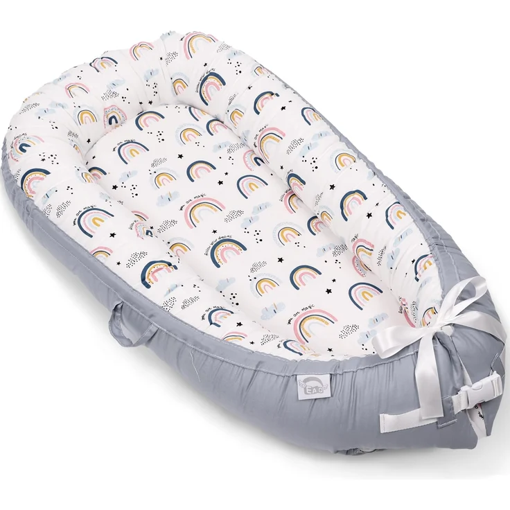 EAQ Babynest Nestchen Baby Weiches Atmungsaktives Baby Bett Perfekt für Neugeborene Geschenk 100% Baumwolle Baby Erstausstattung Neugeborene