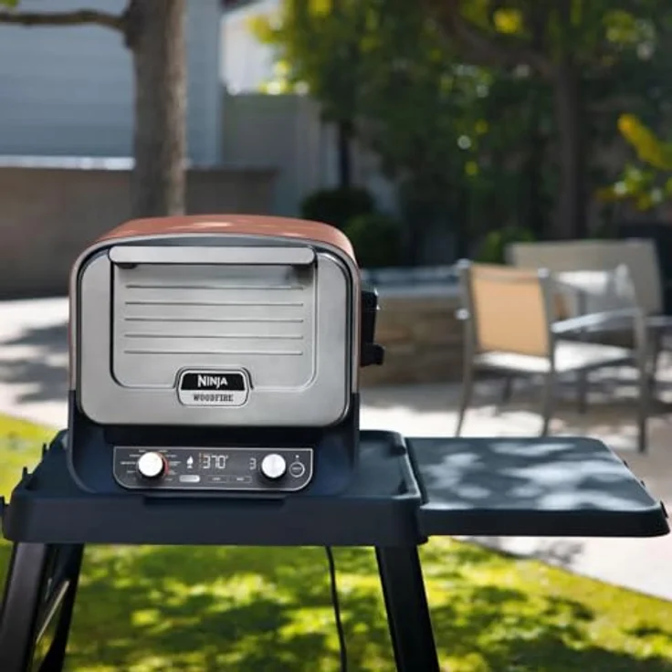 NINJA Elektrogrill Ninja Woodfire Seitentisch für verstellbaren Ständer Schwarz - erweiterbare Arbeitsfläche, 3 Haken zur Utensilaufbewahrung, 20 kg max. Gewicht, hochwertiges Aluminium - Schwarz – Bild 3
