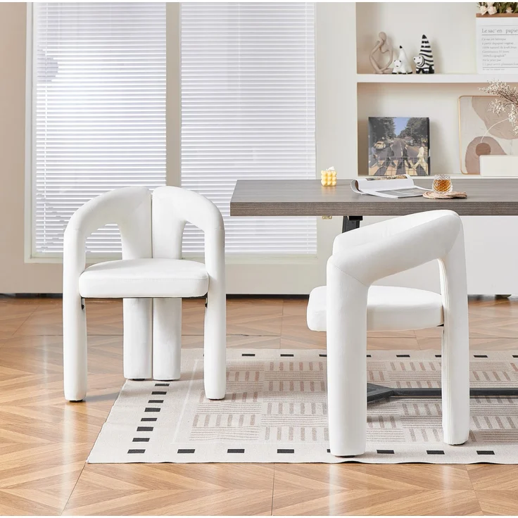 Esszimmerstuhl 2er-Set 62×52×75 cm in Beige mit Samtbezug und Armlehnen – Bild 2