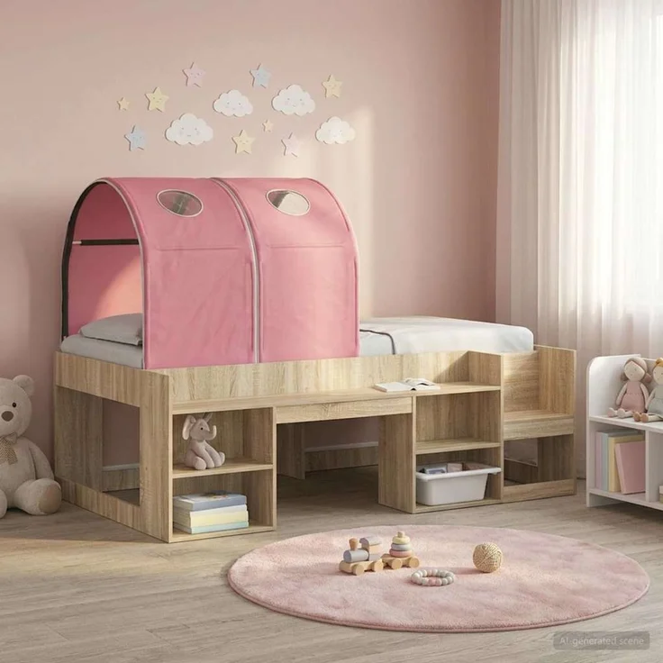 vidaXL Bettunnel 2 pcs Rosa 211 x 52,5 x 2 cm Polyester 893705 – Bild 4