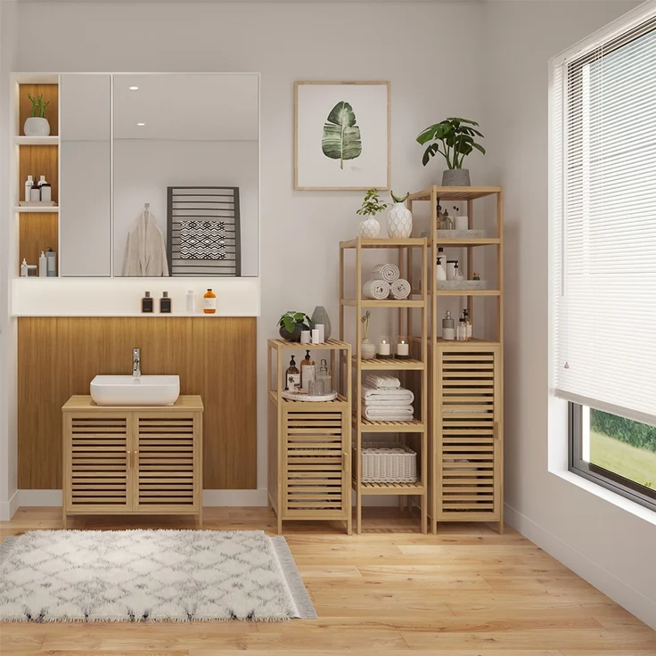 Bellamio Newa Badezimmer-Set, 1x Waschbeckenunterschrank, 1x Schrank mit 9 Fächern – Bild 11