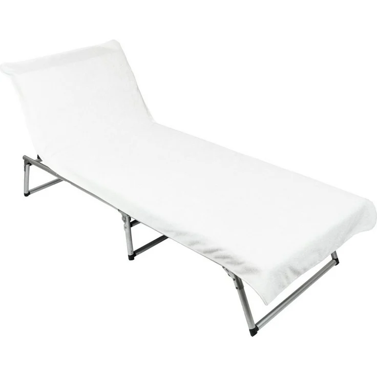ZOLLNER Strandtuch, Mikrofaser (1-St), 75x215 cm, 100% Baumwolle, Liegenbezug für Sonnenliege, Weiß – Bild 1