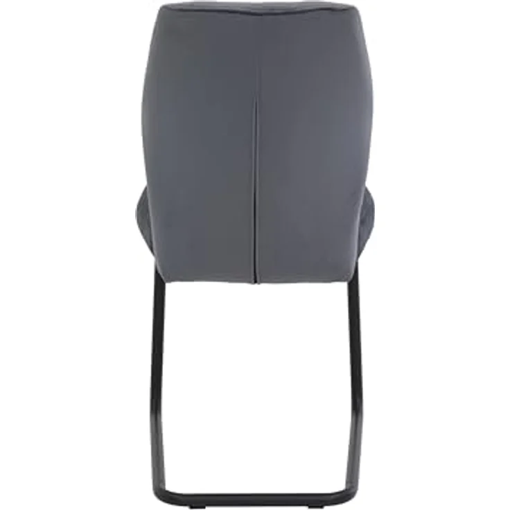 Hela Tische, 2er Set Freischwinger Küchenstuhl Oslo, Bezug Velvet/Samt Dunkelgrau, Rundrohr-Metall-Gestell Schwarz, Rautensteppung, 140kg belastbar – Bild 6
